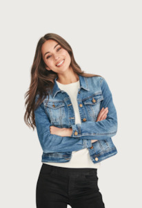 Junkfood Dixie Stretch Denim Jacket - Mid Blue