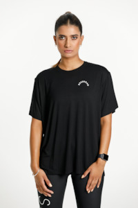 ROSE ROAD TOPHER TEE - BLACK W ROSE ROAD ARCH PRINT