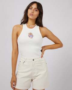 ALL ABOUT EVE DARIA RIB BABY TANK - VINTAGE WHITE