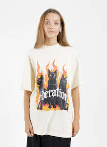 Womenswear: FEDERATION GOODE TEE - FIRE CAT - BONE