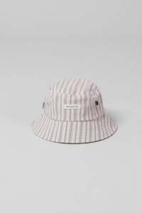 Womenswear: RPM BUCKET HAT - WHITE/GREY STRIPE