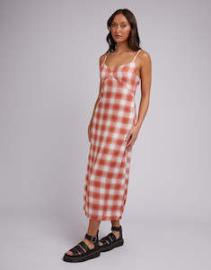 Womenswear: SILENT THEORY HARVEY CHECK DRESS - ORANGE