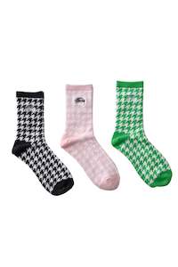 STUSSY WOMENS HOUNDSTOOTH SOCK 3PK