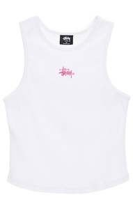 Stussy Graffiti Shaped Rib Tank - White