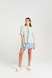 Womenswear: THING THING TIE UP LILY TOP - MALACHITE BLOOM