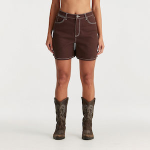 Wrangler Hi A-line Short - Chocolate