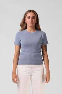 Womenswear: RPM KNITTED SS TOP - DUSTY BLUE