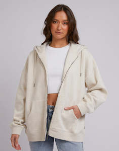 Silent Theory Oversized Zip Thru Hoody - Oat