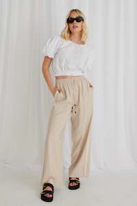 STORIES BE TOLD TOWNIE SAND STRIPE SIDE TAPE WIDE LEG PANTS - ECRU