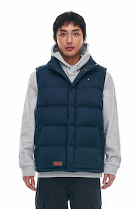 HUFFER MENS CLASSIC DOWN VEST - HERRINGBONE NAVY