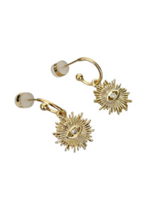 Womenswear: PENNY FOGGO SUNBURST EYE HALF HOOPS - GOLD