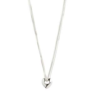 PILGRIM RECYCLED HEART NECKLACE - SILVER PLATED