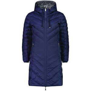 Arnie - Women's Reversible Long Down Jacket - Moonlight/Gunmetal