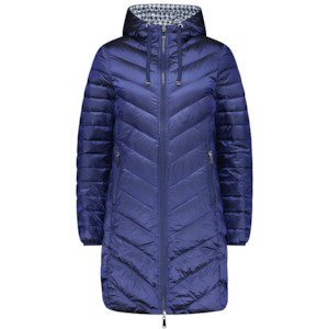 Arnie - Women's Reversible Long Down Jacket || Moonlight/Navy Houndstooth