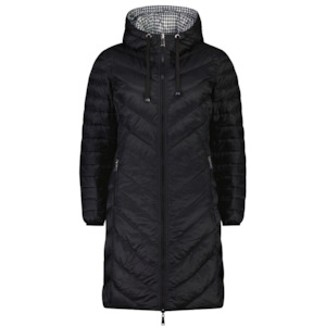 Arnie - Women's Reversible Long Down Jacket - Black/Houndstooth