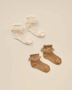 Clothing accessory: Ruffle Socks || Ivory\Golden