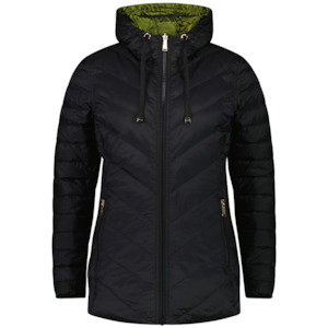 Jo - Women's Reversible Down Jacket - Black/Avocado