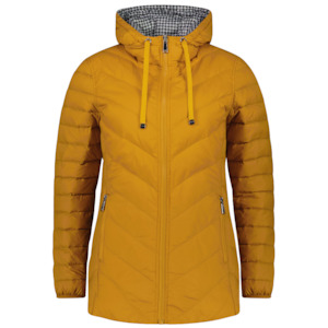 Jo - Women's Reversible Down Jacket - Apricot Crush/Houndstooth