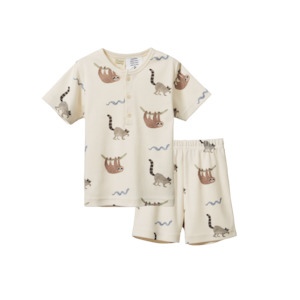 2PC Short Sleeve Cotton Pyjamas || Sloth Snuggle Print