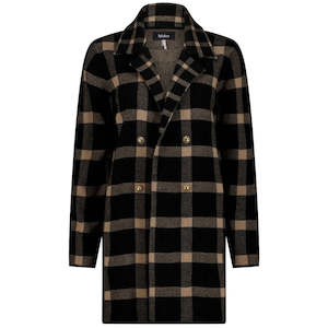 Mila Women's Knit Coat || Black/Barley Check