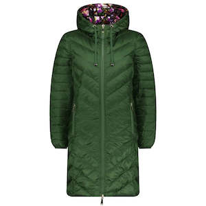 Arnie Womens Reversible Down Jacket || Cypress/Purple Fleur