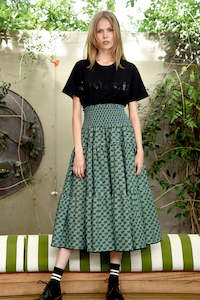 Cooper: A Slice Of Spring Skirt. Blue Green Check.