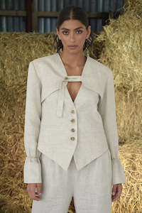 Trelise Cooper: Over The Crop Jacket. Oatmeal.