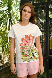 Womenswear: Coop: Flower Time T-Shirt. White.