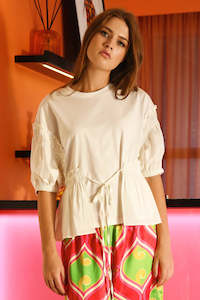 Womenswear: Coop: Busy As A Tee Top. Ivory.