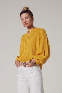 Womenswear: Loobies Story: Joy Shirt.  Gold Shirt.