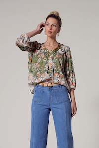 Womenswear: Loobies Story: Siena Top. Olive Multi.