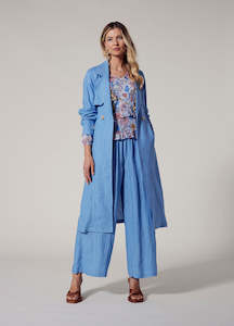 Womenswear: Loobies Story: Chianti Trench Coat. Blue Bell.