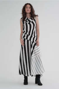 Taylor: STRIPE EDIFICE DRESS - BLACK BOLD/NARROW STRIPE