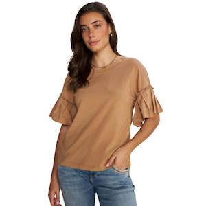 Womenswear: Mosh Mosh: Cath O-SS Pliss Tee. Cinnamon