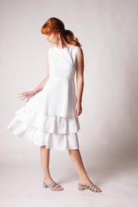 Carmen Dress - White/Navy