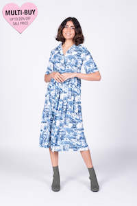 Lucia Dress - Blue Toile