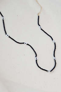 Flora Necklace - Navy/White