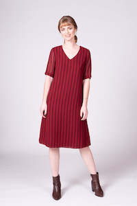 Portofino Dress - Burgundy Stripe