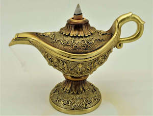 Essential Oils, Incense, Candles, Diffuser's: Gold Couloured Genie Lamp Backflow Burner