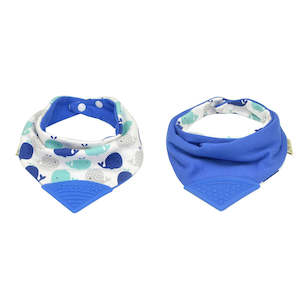 Great Baby And Kids Gifts: BANDANA BIB BLUE WHALE WITH SILICONE TEETHER