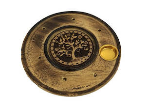 Tree Of Life 10cm Round Incense & cone burner