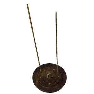 Incense Burners: Moon & Star Round Incense Plate 4 inch