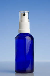 50ml Blue dripulator bottle and white mist spray and clear overcap