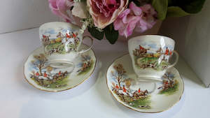 Wendys Antiquities Treasures: Hunting Tea Cup & Saucer - Dushess Bone China