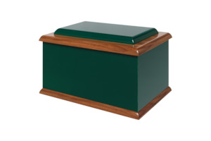 Hampshire Forest Green Gloss Urn Raised Lid w Rimu Trim