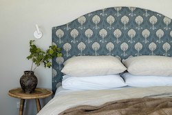 Sale Collection: Koru Bedhead in Constantinople Blue linen (King) - $1500