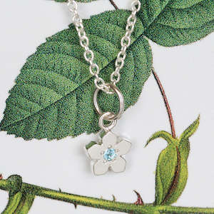 Birthstone Flower Necklace - December / Blue Topaz