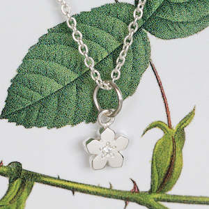 Birthstone Flower Necklace - April / Diamond