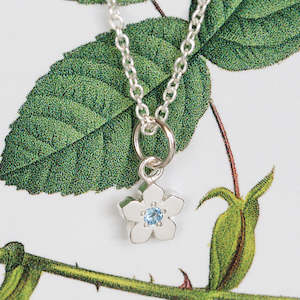 Birthstone Flower Necklace - March / Aquamarine