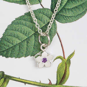 Birthstone Flower Necklace - February / Amethyst